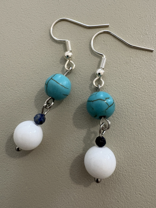 Cercei onix alb lapis turcoaz [2]