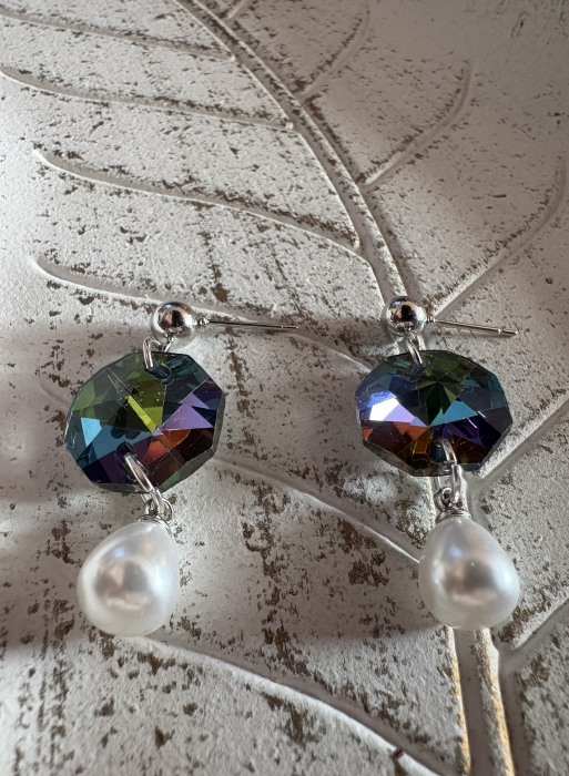 Cercei Perlă și Cabochon Blue [2]