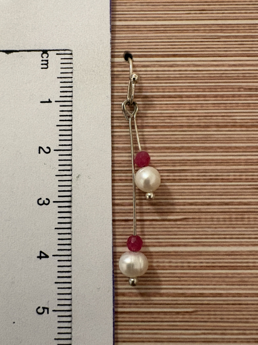  Cercei perle naturale  si agat roz Bijuterii handmade elegante [3]