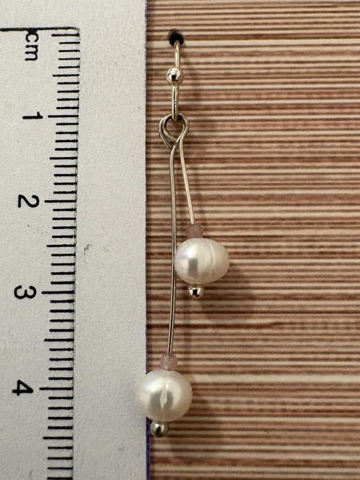  Cercei perle naturale de cultura si turmalină roz Bijuterii handmade elegante [3]