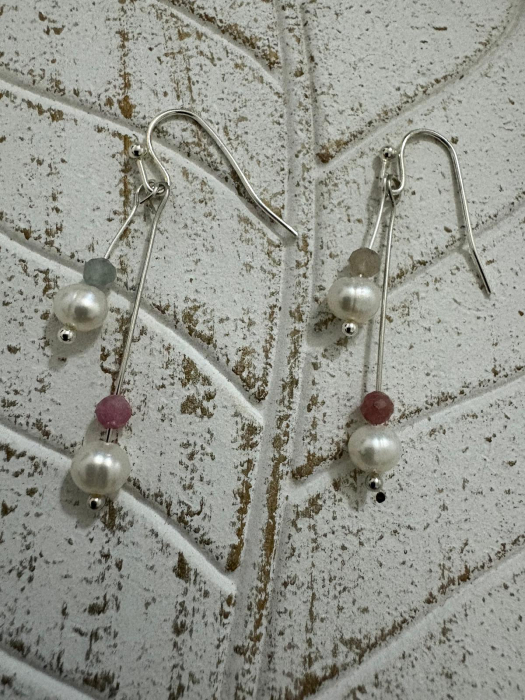  Cercei perle naturale de cultura si turmalină Bijuterii handmade elegante [2]