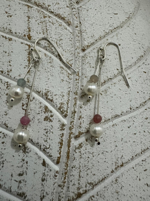  Cercei perle naturale de cultura si turmalină Bijuterii handmade elegante [1]