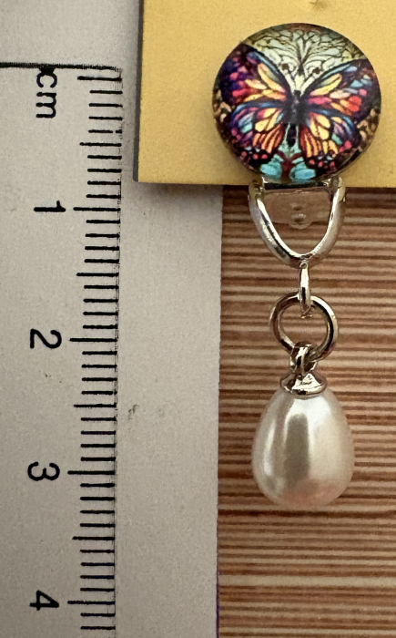 Cercei perle fluturi clips handmade [3]