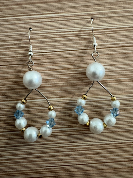 Cercei perle și cristale Preciosa aqua - eleganță aurie [2]