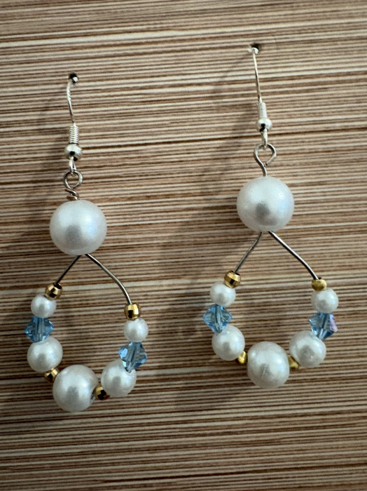 Cercei perle și cristale Preciosa aqua - eleganță aurie [3]