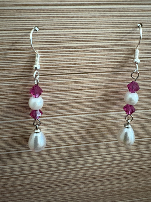 Cercei perle și cristale fucsia - eleganță feminină [4]