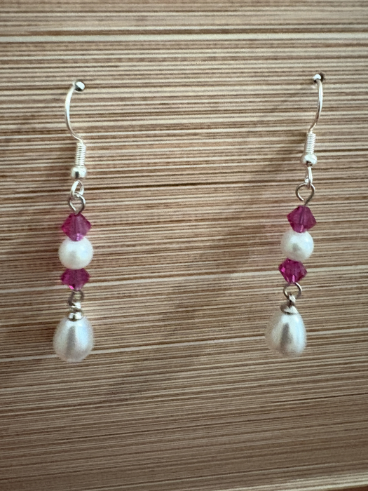 Cercei perle și cristale fucsia - eleganță feminină [2]