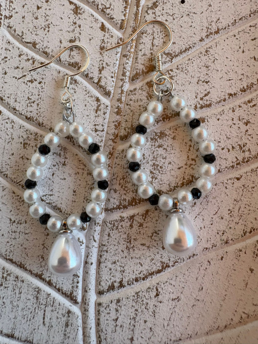  Cercei triunghi turmalină multicoloră și perle – Bijuterii handmade elegante [9]