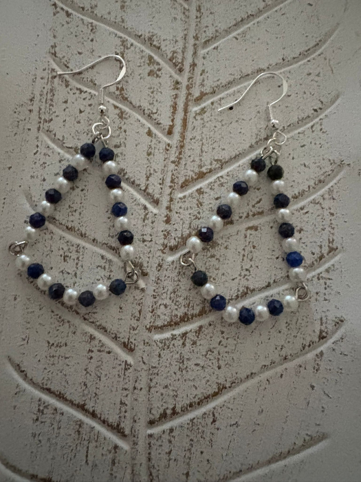  Cercei triunghi turmalină multicoloră și perle – Bijuterii handmade elegante [4]