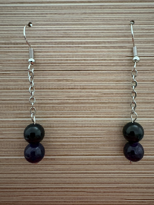 Cercei handmade cu lanț și pietre naturale, ideali pentru protecție energetică, claritate mentală și echilibru interior. [3]