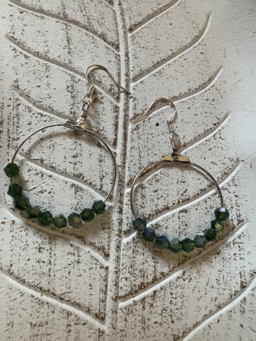 Cercei rotunzi cu cristal verde [2]