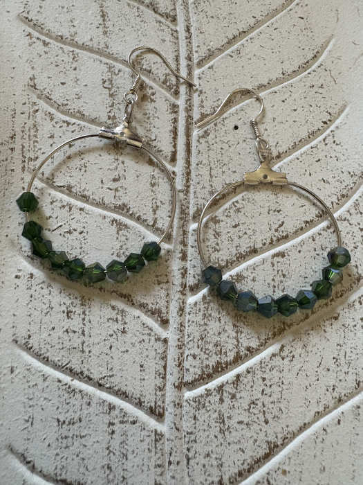 Cercei rotunzi cu cristal verde [4]