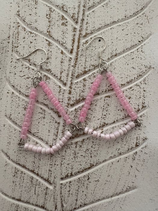 Cercei rotunzi cu mărgele mov și  albastru stil boho chic [6]