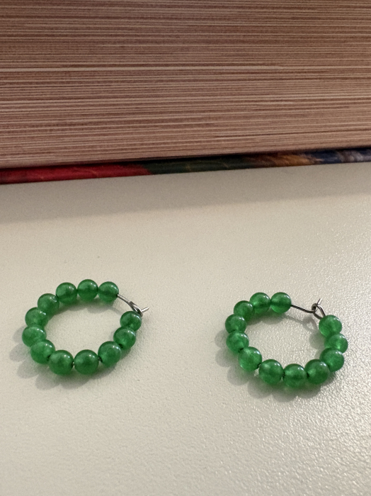 Cercei jad verde rotunzi [5]