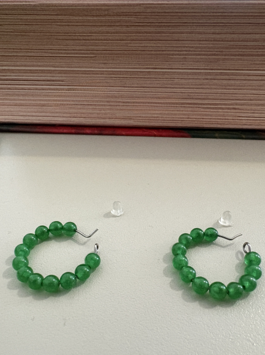 Cercei jad verde rotunzi [4]