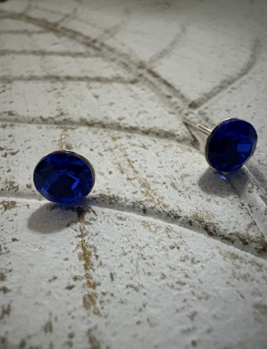 Cercei Sapphire Chaton Preciosa Swarovski – Oțel Inoxidabil [1]