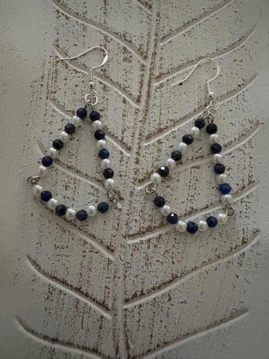  Cercei triunghi turmalină multicoloră și perle – Bijuterii handmade elegante [4]