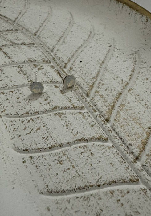 Cercei White Opal Chaton Preciosa Swarovski – Oțel Inoxidabil [3]