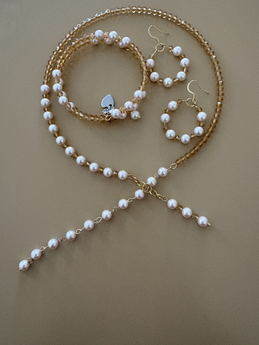 Colier Perle de Mallorca și Cristale Crem – Eleganță și Feminitate [5]