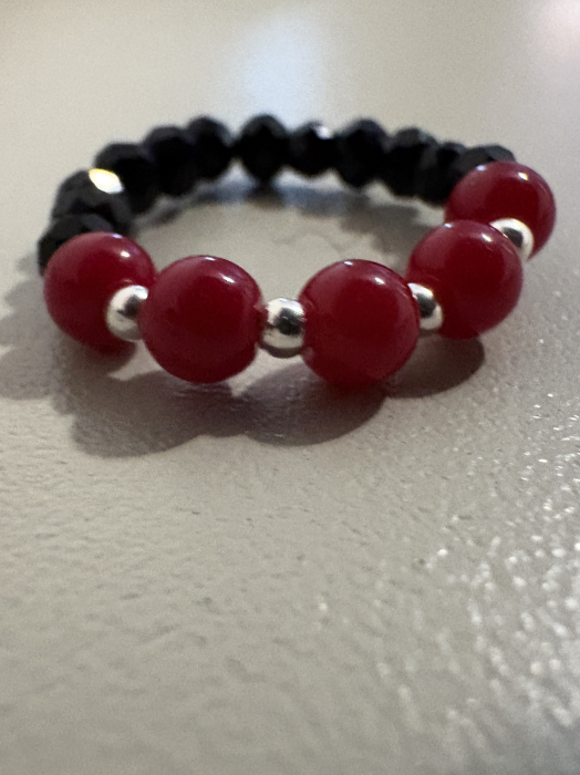 Inel Mărțișor Protecție & Energie – Coral Roșu, Cristale Negre și Argint 925 [2]