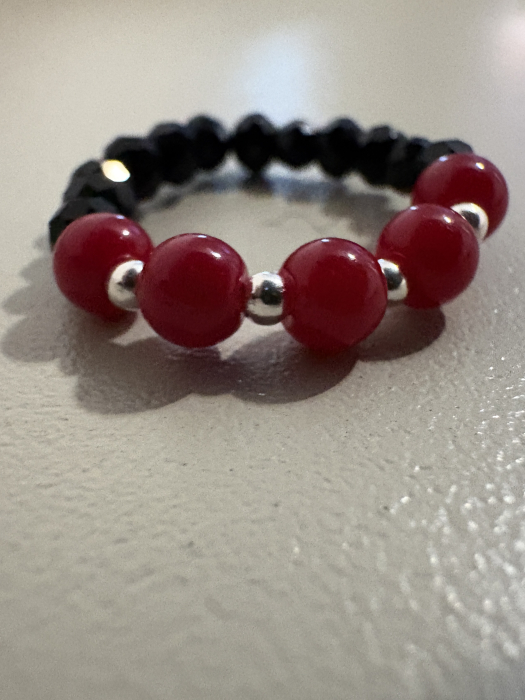 Inel Mărțișor Protecție & Energie – Coral Roșu, Cristale Negre și Argint 925 [3]