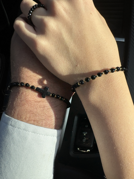 Set Cristale Negre El & Ea – Argint 925 placat cu aur [2]