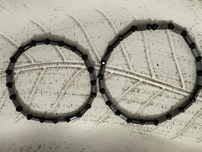 Set el și ea Hematit și Cristale Negre – bijuterii cuplu handmade [6]