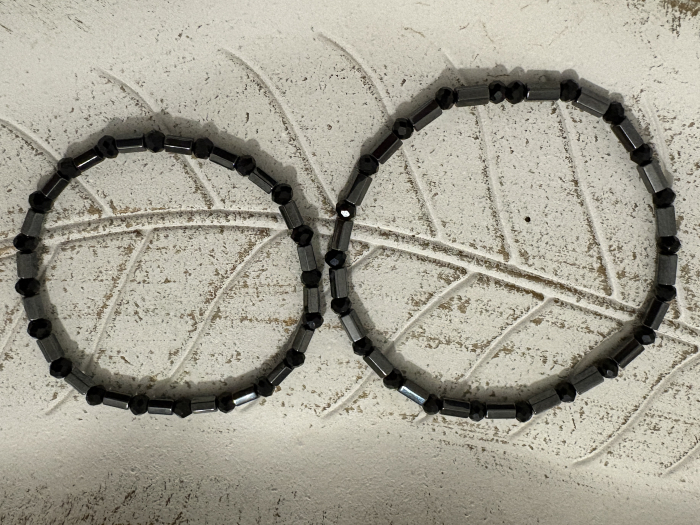 Set el și ea Hematit și Cristale Negre – bijuterii cuplu handmade [5]