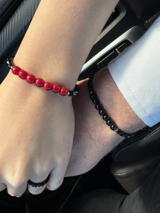 Set el și ea Obsidian și Agat Roșu – bijuterii cuplu handmade [5]