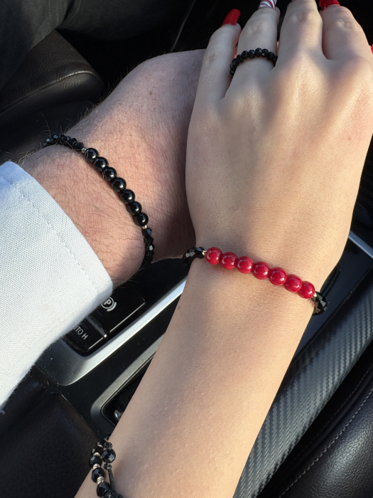 Set el și ea Obsidian și Agat Roșu – bijuterii cuplu handmade [4]