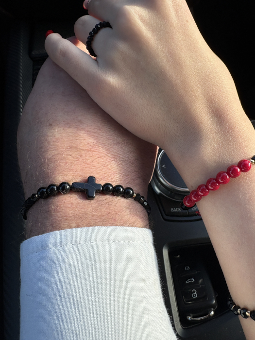 Set el și ea Onix și Agat Roșu cu Cristale – bijuterii cuplu handmade [2]