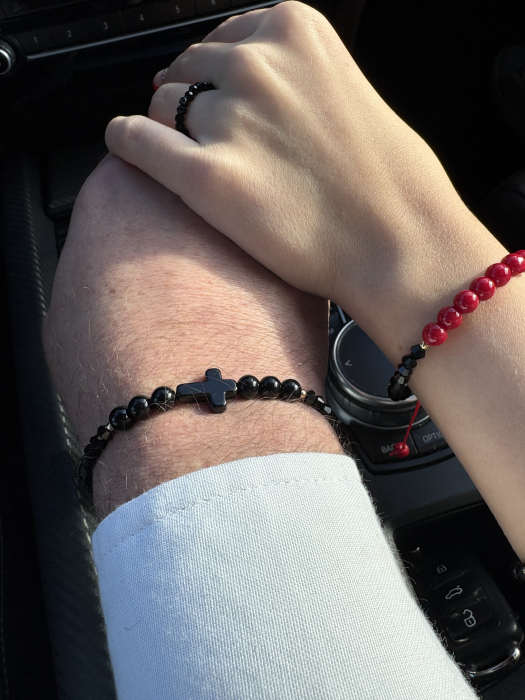 Set el și ea Onix și Agat Roșu cu Cristale – bijuterii cuplu handmade [4]