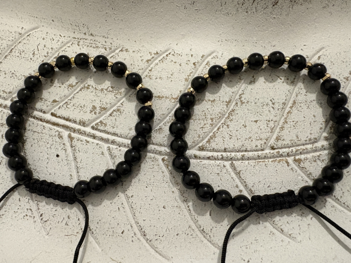 Set el și ea Onix Lucios și Argint 925 placat cu aur – bijuterii cuplu handmade [5]