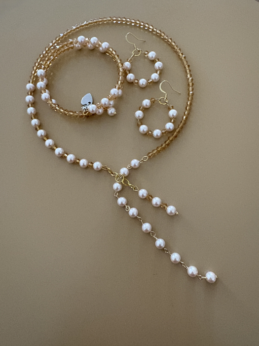  Set elegant 3 piese Perle de Mallorca și Cristale Crem [3]