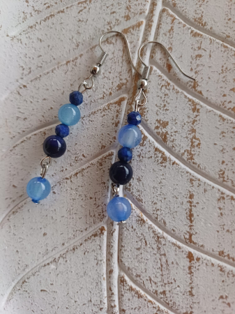 Lapis lazuli - Cercei Agat Albastru si Lapis Lazuli