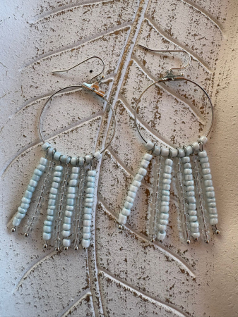 Cercei rotunzi cu mărgele albastru stil boho chic [1]