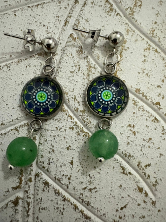 Balanta - cercei-aventurin-cabochon-mandala-cm163