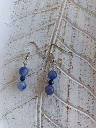 Lapis lazuli - Cercei agat albastru și lapis lazuli – bijuterii handmade cu pietre naturale