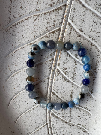 Gemeni - Brățară Agat Albastru – Calmare, Claritate și Protecție