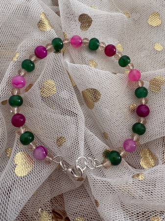 Jad Verde - Brățară agat roz jad cristale