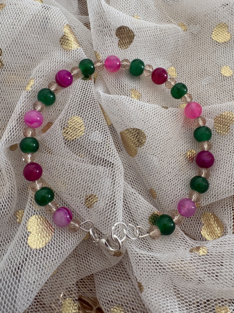 Brățară agat roz jad cristale [1]