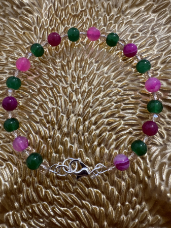 Brățară agat roz jad cristale [4]