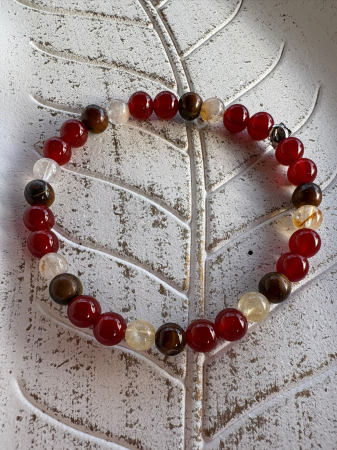 Ochi de tigru - Brățară Carneol cu Citrin & Ochi de Tigru – Curaj, Vitalitate și Abundență