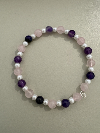 Brățară cerc cuarț roz ametist perle [2]