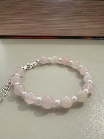 Brățară cerc cuarț roz perle