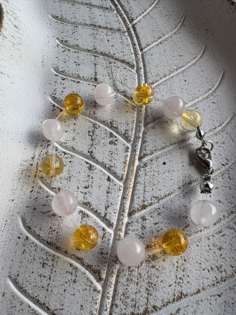 Brățară Citrin & Cuart Roz – Bucurie, Abundență și Vindecare a Inimii [2]