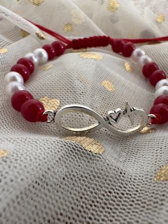 Brățară coral perle infinit șnur roșu [2]