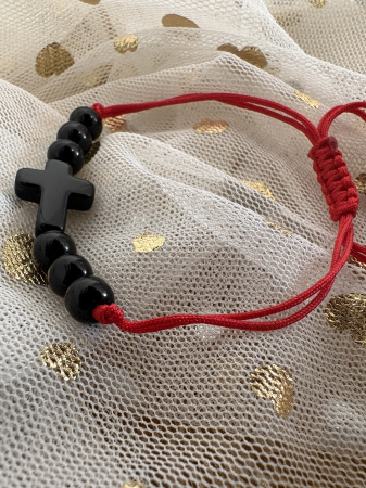 Brățară cruce și onix negru – simbol al protecției și credinței | Cercei Magici [1]