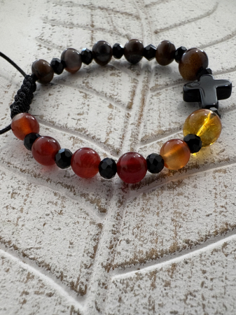 Ochi de tigru - Brățară Curaj și Bunăstare cu Pietre Naturale și Cruce