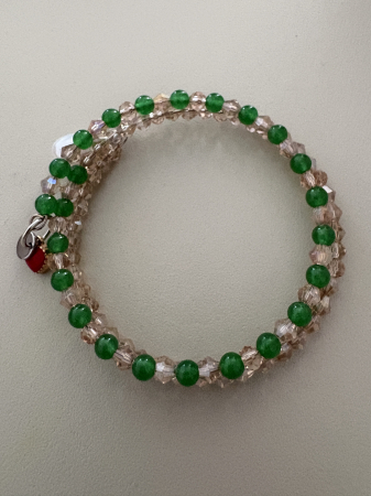 Jad Verde - bratara-dubla-jad-verde-cristale-sampanie-bm112